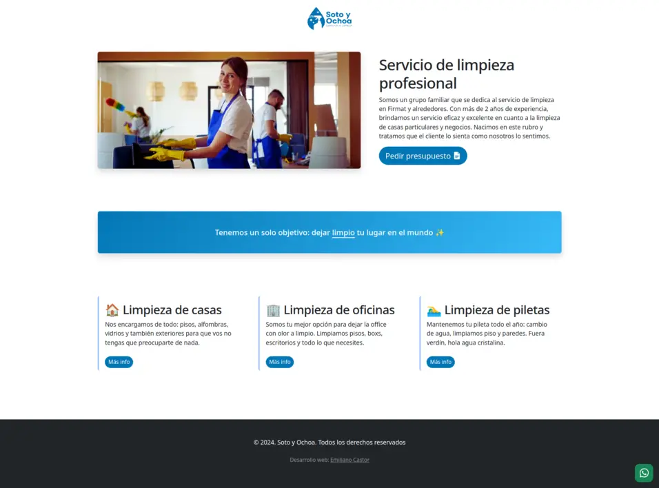 Captura de pantalla de una landing page